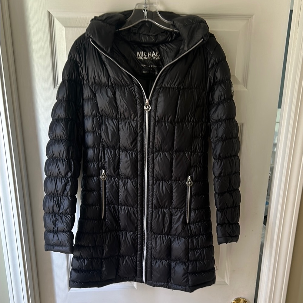Michael Kors Black Puffer Coat with Hood
